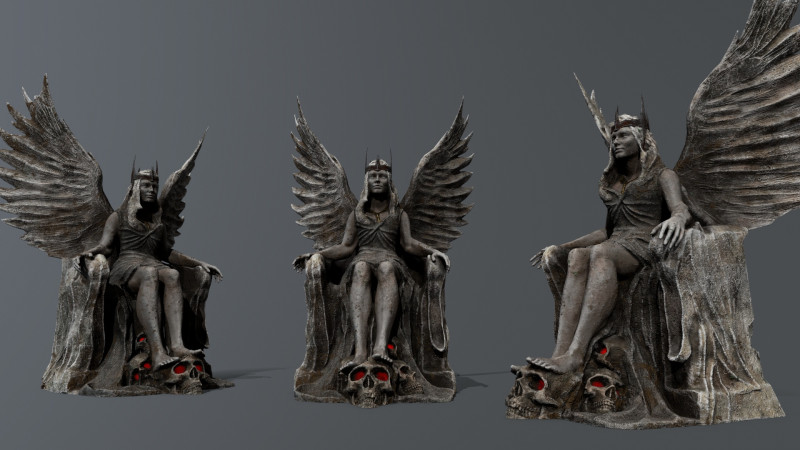 王座上的天使 3D 模型 .c4d .max .obj .3ds .fbx .stl .blend 