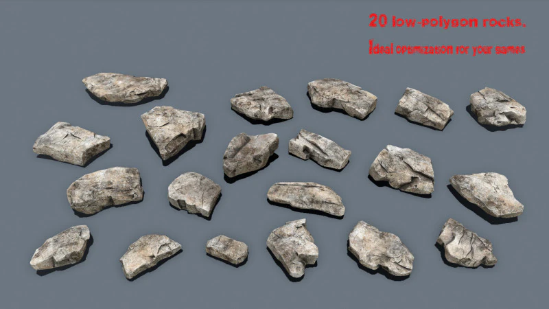 Desert stones 3D Model .c4d .max .obj .3ds .fbx .stl .blend 