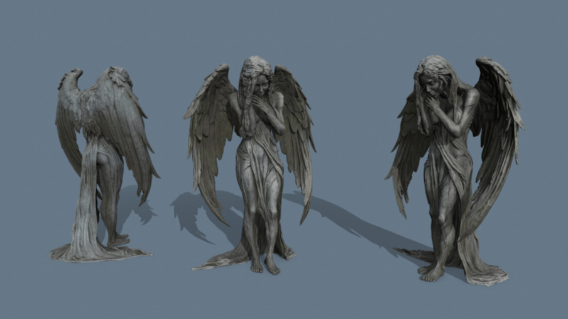 Estatua del &aacute;ngel Modelo 3D .c4d .max .obj .3ds .fbx .stl .blend 
