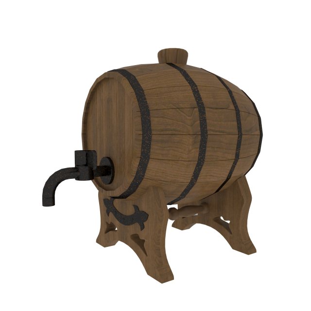 a small cask for wine 3D 模型 .c4d .max .obj .3ds .fbx .stl .blend
