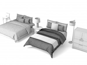 bed stool lamp cabinet nighttable 3D मॉडल