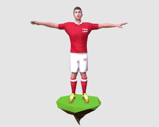game ready soccer player 3D Model .c4d .max .obj .3ds .fbx .stl .blend 