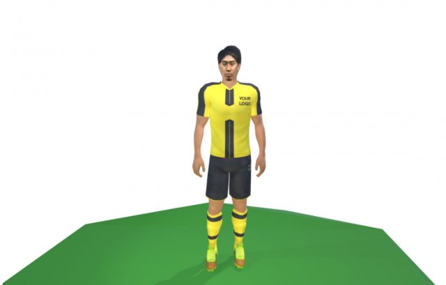 kagawa game ready football player kick animation 3D Model .c4d .max .obj .3ds .fbx .stl .blend 
