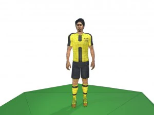 kagawa game ready football player kick animation 3D Model