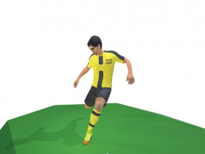 kagawa game ready football player kick animation 3D Model