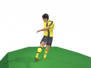 kagawa game ready football player kick animation 3D Model