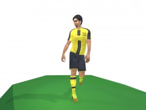 kagawa game ready football player kick animation 3D Model