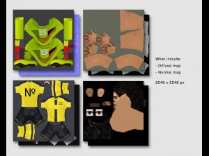 kagawa game ready football player kick animation 3D Model
