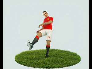 zlatan ibrahimovic, joueur de football pr&ecirc;t &agrave; jouer, animation de coup de pied Modèle 3D