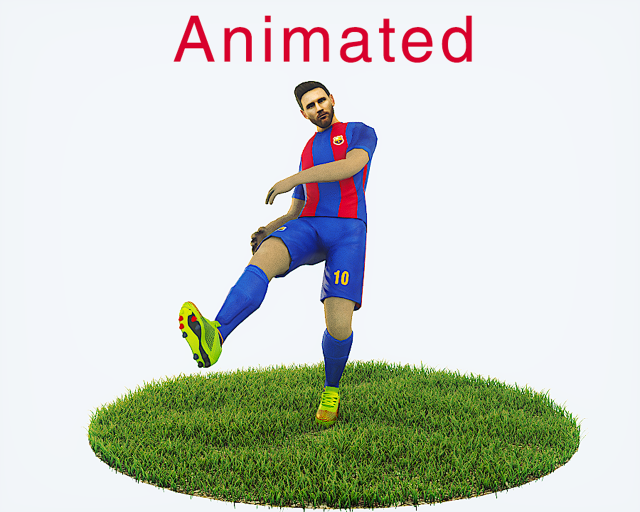 lionel messi game ready football player kick animation 3D Model .c4d .max .obj .3ds .fbx .stl .blend 