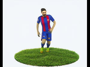 lionel messi game ready football player kick animation 3D Model