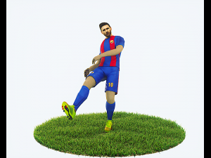 lionel messi game ready football player kick animation 3D Model