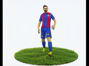 lionel messi game ready football player kick animation 3D Model