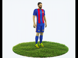 lionel messi game ready football player kick animation 3D Model