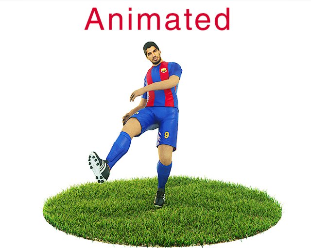 luis suarez game ready football player kick animation 3D Model .c4d .max .obj .3ds .fbx .stl .blend 