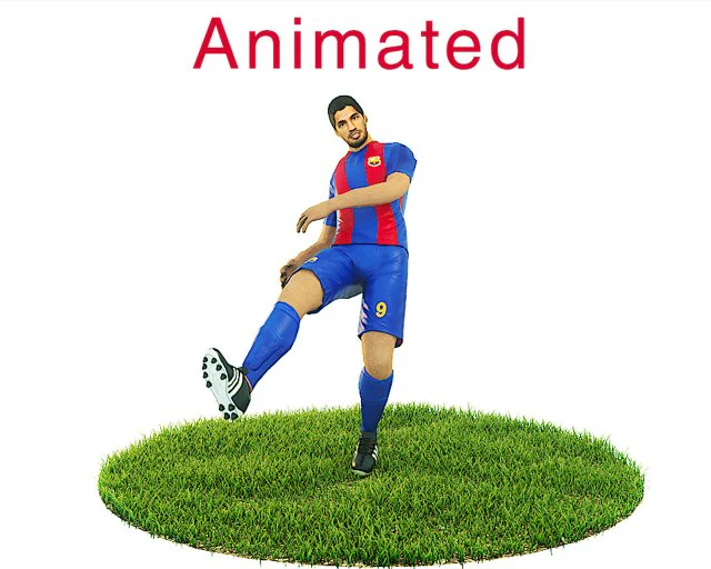 luis suarez game ready football player kick animation 3D Model .c4d .max .obj .3ds .fbx .stl .blend 