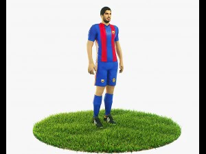 luis suarez game ready football player kick animation 3D Model