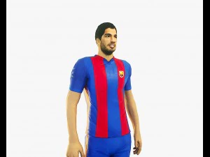luis suarez game ready football player kick animation 3D Model