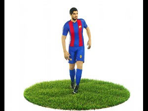 luis suarez game ready football player kick animation 3D Model