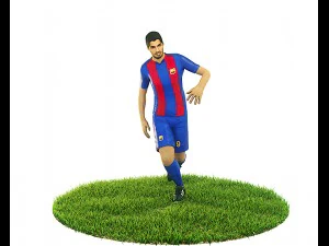 luis suarez game ready football player kick animation 3D Model