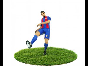luis suarez game ready football player kick animation 3D Model
