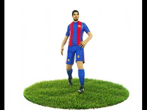 luis suarez game ready football player kick animation 3D Model