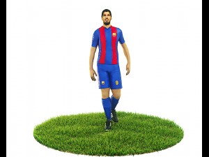 luis suarez game ready football player kick animation 3D Model