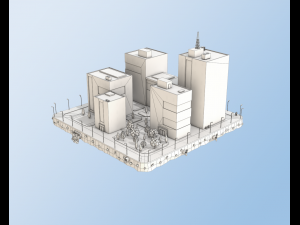 low poly city block office buildings 3D मॉडल