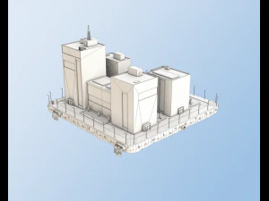 low poly city block office buildings 3D Model