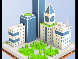 low poly city block skyscraper buildings 3D 모델