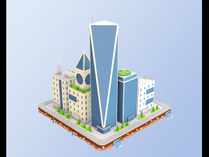 low poly city block skyscraper buildings 3D 모델