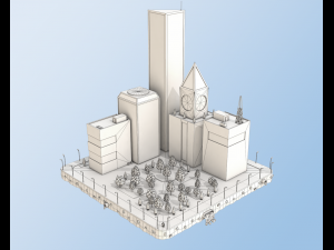 low poly city block skyscraper buildings 3D 모델