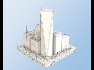 low poly city block skyscraper buildings 3D 모델