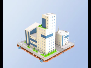low poly city buildings 3D Model