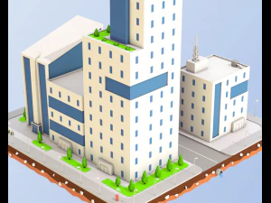 low poly city buildings 3D Model