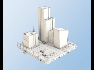 low poly city buildings 3D Model