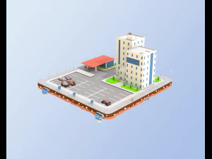low poly car service building 3D Model