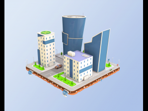 low poly business center 3D 모델