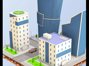 low poly business center 3D Model