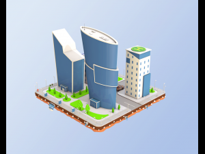 low poly business center 3Dモデル