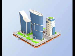 low poly business center 3D Model