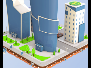 low poly business center 3Dモデル