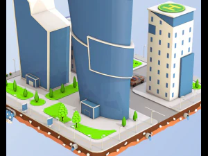 low poly business center 3D Model