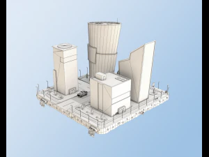 low poly business center 3D Model