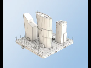 low poly business center 3D Model
