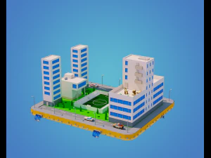blok miejski o niskiej zawartości poli Model 3D