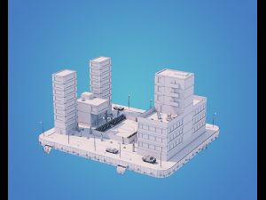 low poly city block 3D Model