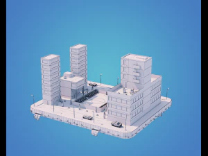 laag poly stadsblok 3D Model