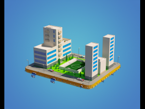 low poly city block 3D Model