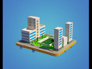 laag poly stadsblok 3D Model